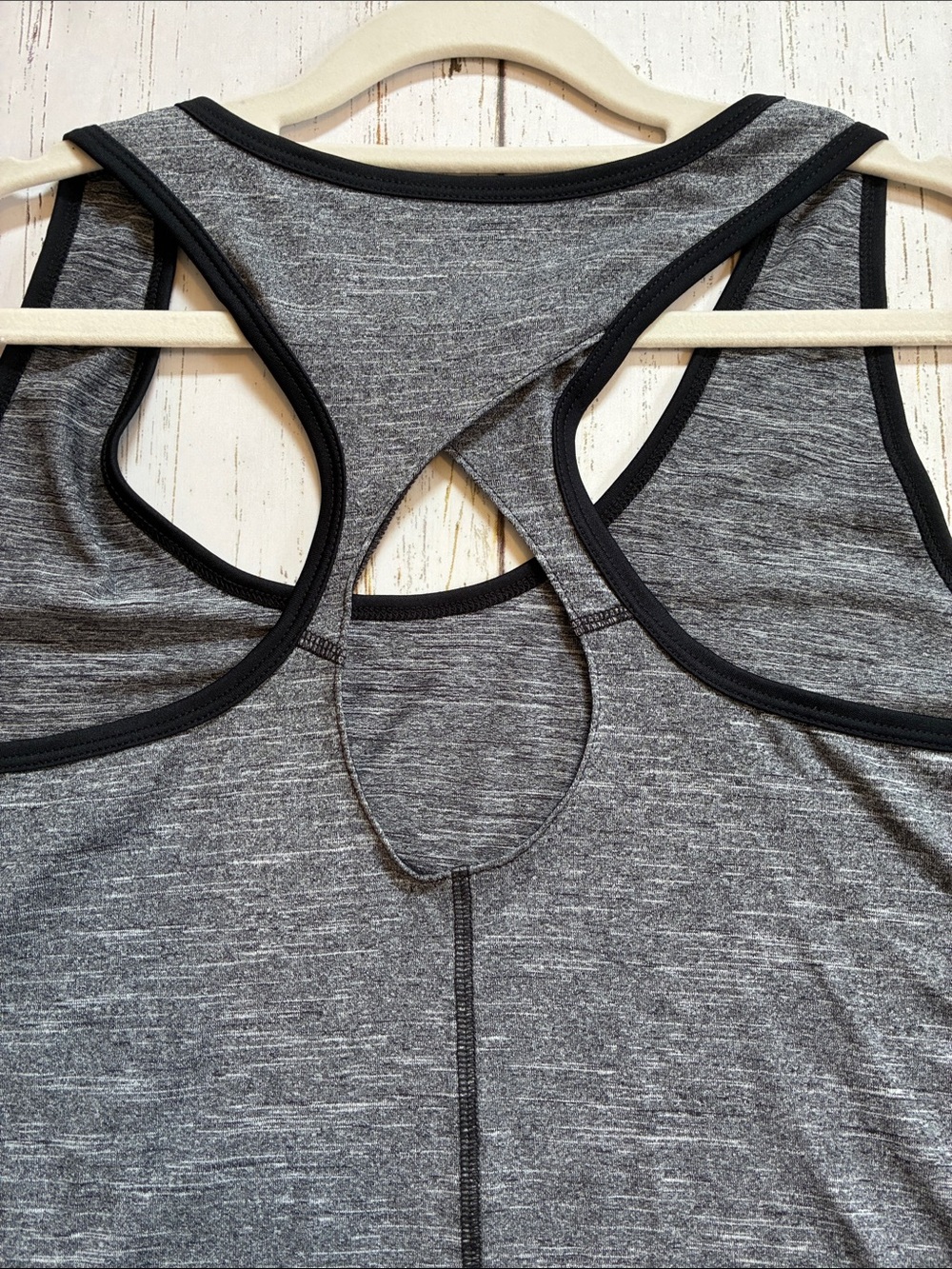 RBX Heather Gray Racerback Workout Tank w/Black Trim & Cutout Detail, sz XL, NWT - Picture 8 of 11